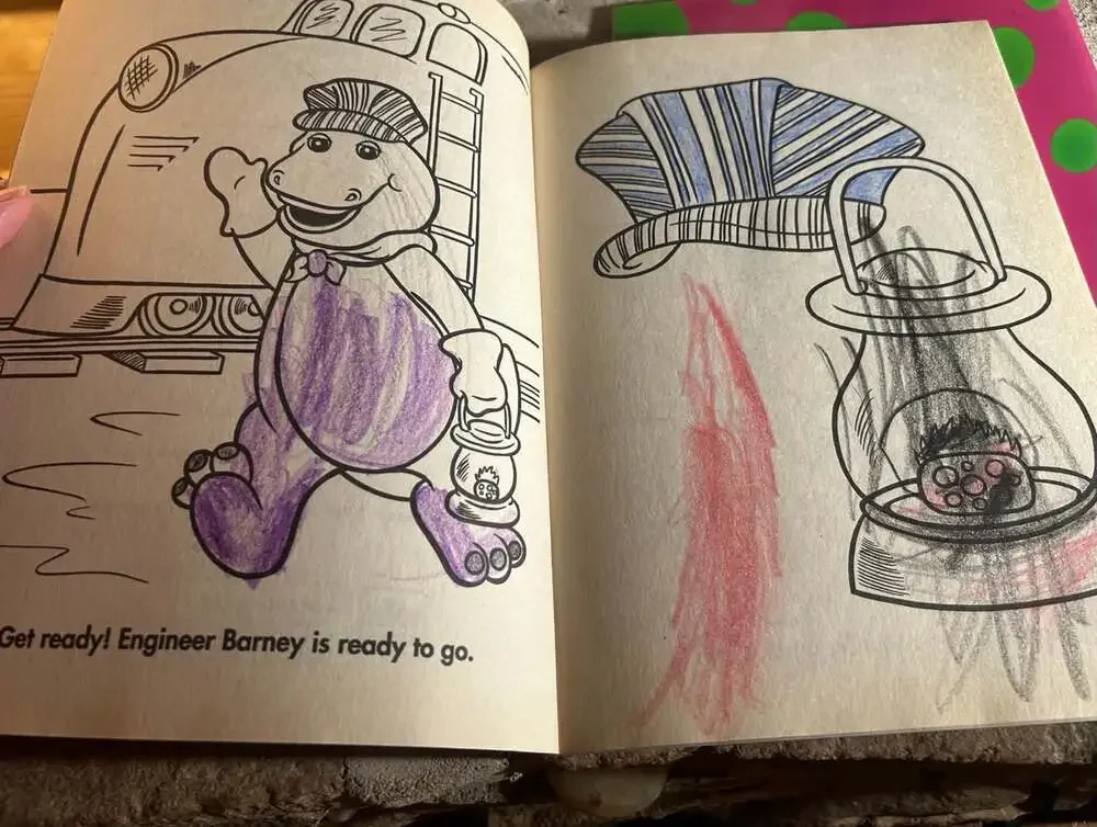 VTG 1993 Barney the Dinosaur Coloring Books lot of two ( used)